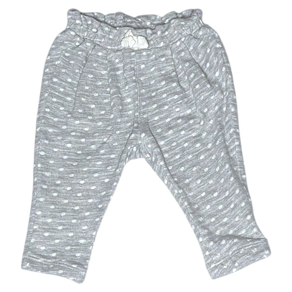 Baby Gap Girls Grey White Polka Dot Ruffle Waistband Sweatpants Size 3-6 Months